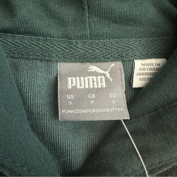 Puma Deep Green Velour Hoodie Logo Embroidered Womens S - Picture 11 of 14